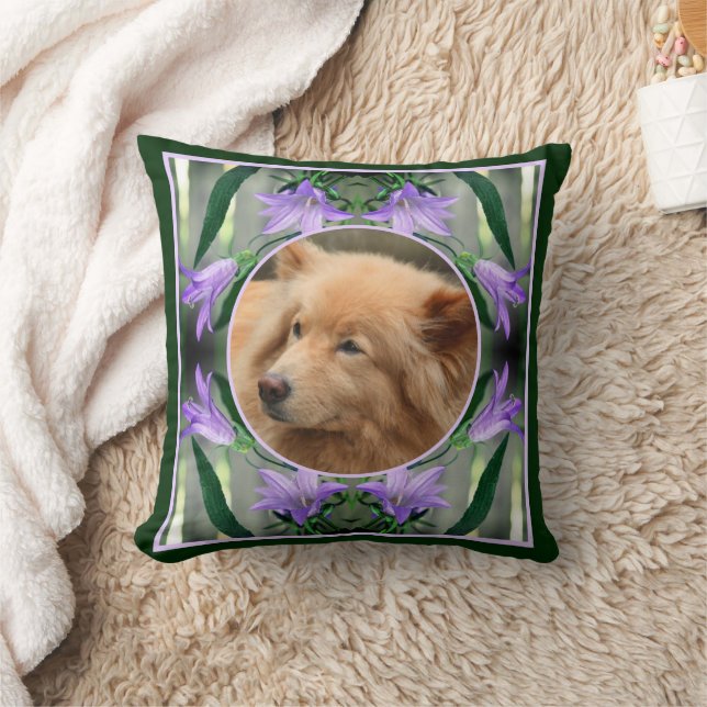 Coussin Fleurs Lys Violet Cadre Créer Votre Propre Photo (Couverture)