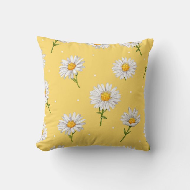 Coussin Fleurs marguerites blanches, marguerites esthétiqu (Recto)