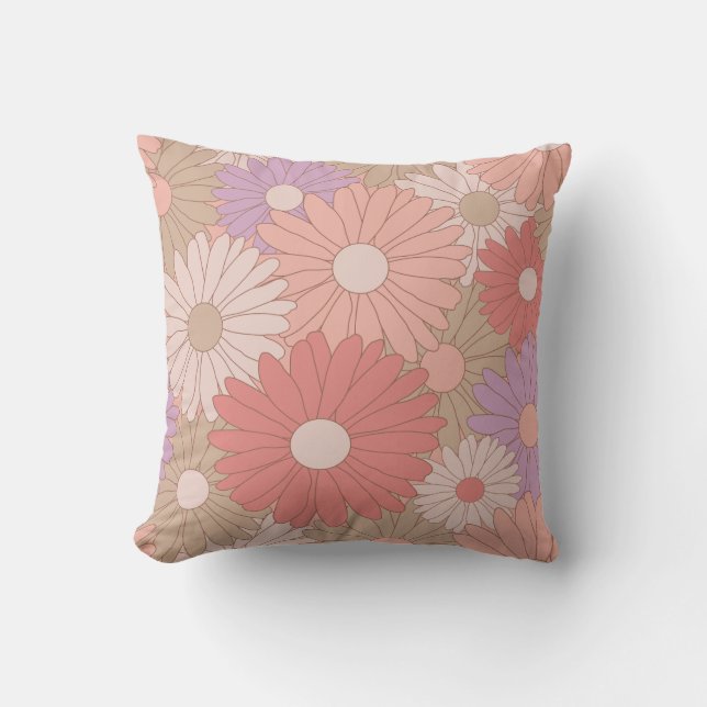 Coussin Fleurs marguerites rétro (Recto)