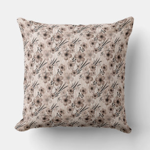 Coussin Fleurs marron beige motif sur le tigre arrière - p