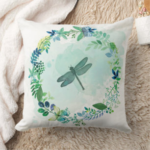 Coussin Fleurs mélangées de beaux papillons turquoises d