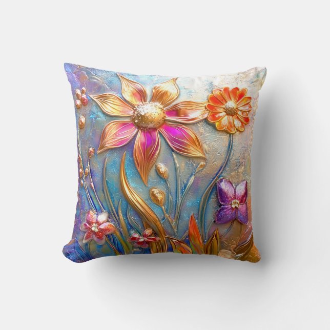 Coussin Fleurs métalliques (Recto)