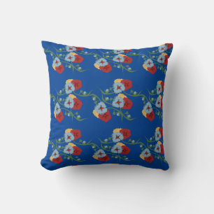 Coussin Fleurs mexicaines audacieuses et verdure en vignes