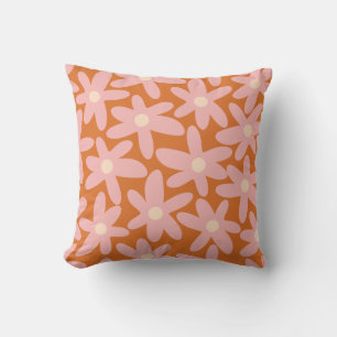 Coussin Fleurs mignonnes motifs floraux en orange et rose