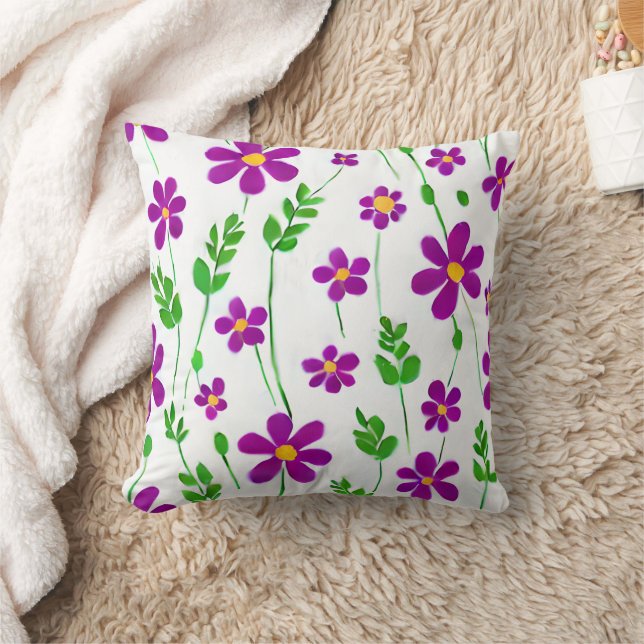 Coussin Fleurs mignonnes pourpres (Couverture)