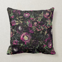 Fleurs Moderne Paillettes Prune Baies Sombre