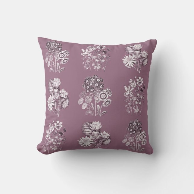 Coussin Fleurs monochromes en mauve (Recto)