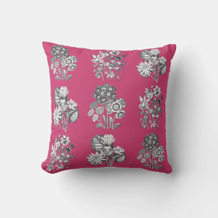 Coussin Fleurs monochromes sur fond cerise