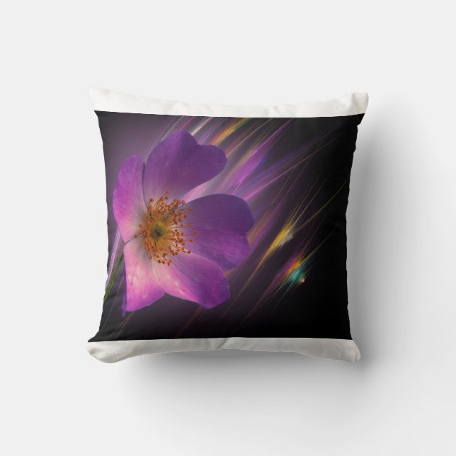 Coussin fleurs motif géométrique violet coloré (Recto)