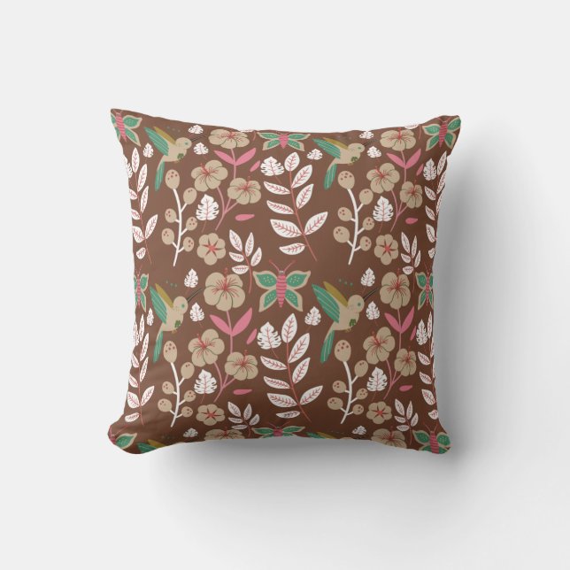 Coussin Fleurs motifs florales sans soudure, feuilles, pap (Recto)