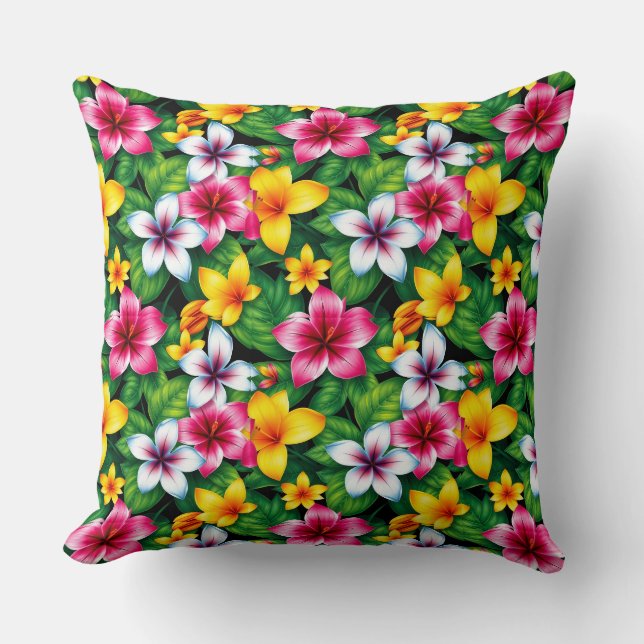 Coussin Fleurs Multicolores Avec Motif Feuille-657658 (Recto)