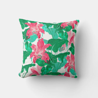 Coussin fleurs naturelles et patchs colorés feuille sans s