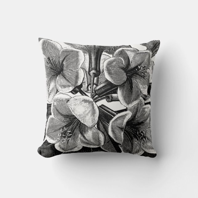 Coussin Fleurs noires et blanches (Recto)