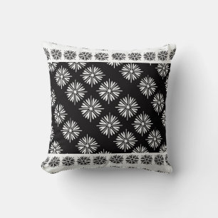 Coussin Fleurs noires et blanches