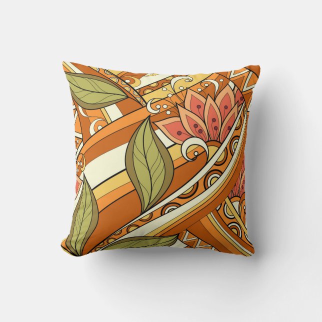 Coussin Fleurs Orange Blanches Élégantes Et Fleurs (Recto)