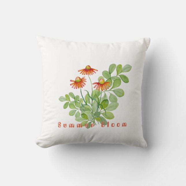 Coussin Fleurs orange d'aquarelle (Recto)