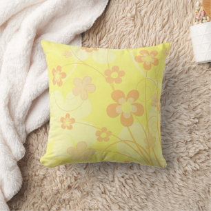 Coussin Fleurs orange jaune Simple mignon été Floral