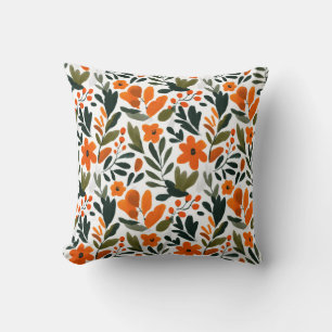 Coussin Fleurs oranges vibrantes motif floral printanier c