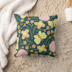 Coussin Fleurs, Papillon Et Élégance Transparente Glamour 