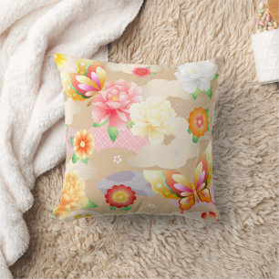 Coussin Fleurs papillons florales Nature art Motif
