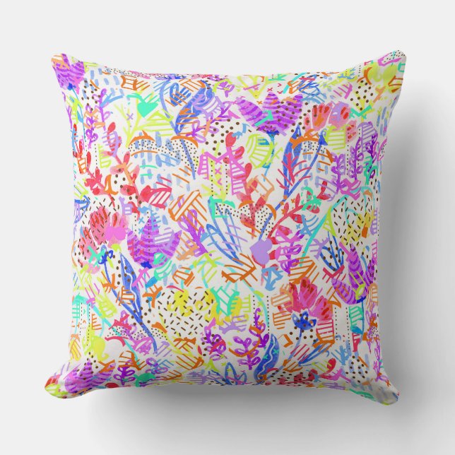 Coussin Fleurs pastel abstraites (Recto)