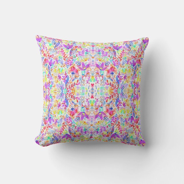 Coussin Fleurs pastel abstraites (Recto)