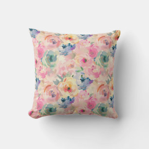 Coussin Fleurs Pastel Abstraites colorées Motif Floral