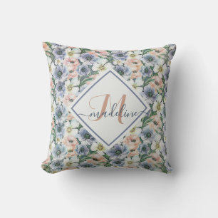 Coussin Fleurs pastel aquarelle personnalisées