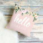Coussin Fleurs Pastel Rose Moderne Bonjour Et Vous Nom<br><div class="desc">Fleurs Pastel Rose Moderne Bonjour Et Vous Nom</div>