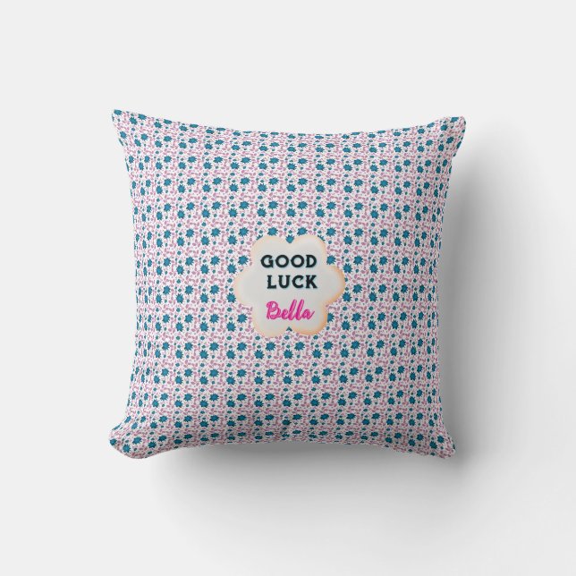 Coussin Fleurs personnalisées et sur mesure sarcelle et ro (Recto)