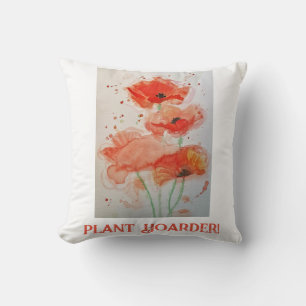 Coussin Fleurs plantes de Hoarder Aquarelle Poppies Pavot