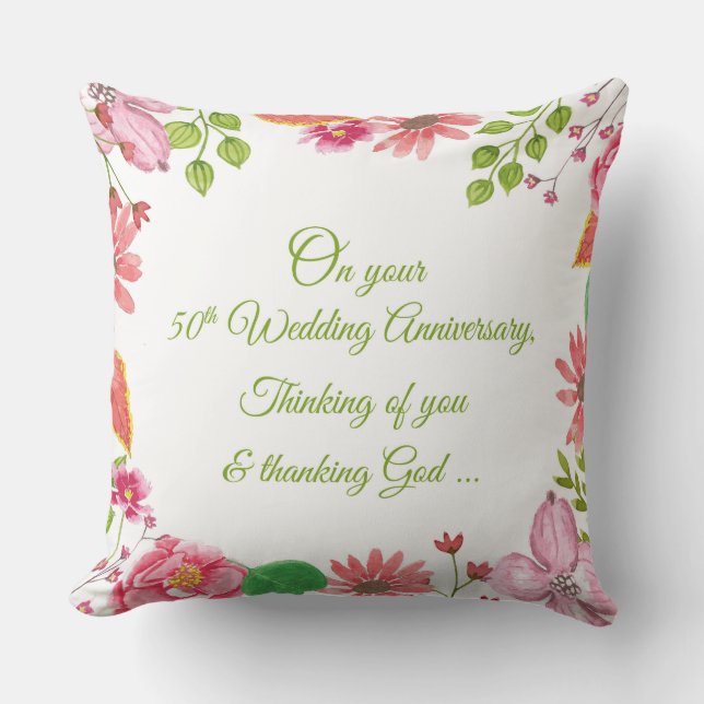 Coussin Fleurs pour 50 ans de mariage religieux (Recto)
