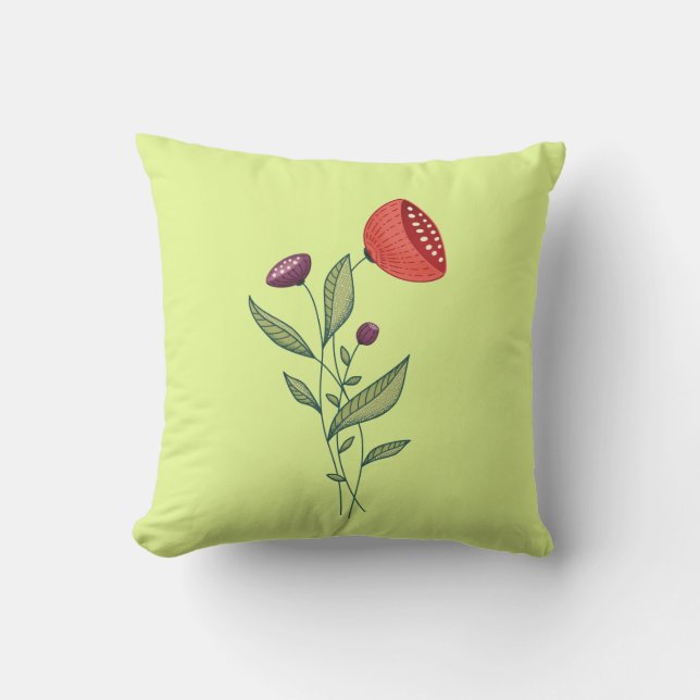 Coussin Fleurs printanières Abstrait Botanical Line Art (Recto)