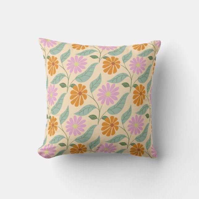 Coussin Fleurs printanières rétro (Recto)