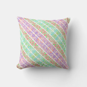 Coussin Fleurs rayures pastel colorées mignonnes