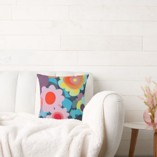 Coussin Fleurs rétro mod