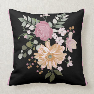 Coussin Fleurs réversibles Foliage noir vert Arrière - pla