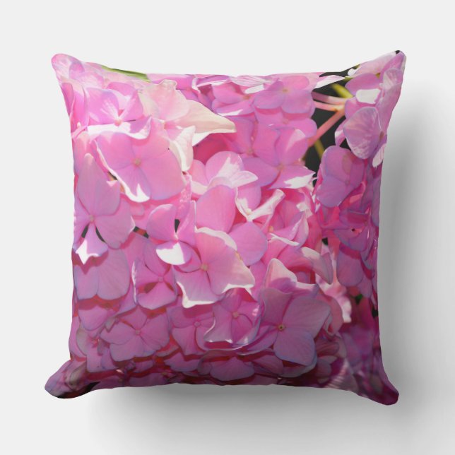 Coussin Fleurs romantiques roses élégantes d'hydrangeas  (Recto)