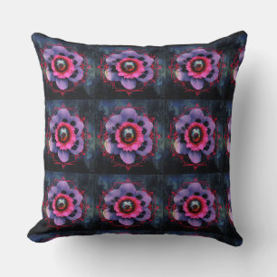 Coussin Fleurs Rose Néon