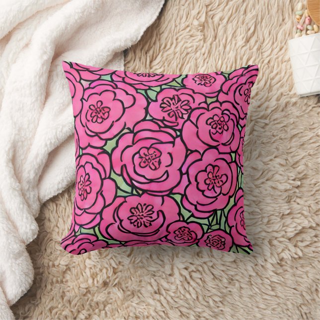 Coussin Fleurs roses à l'aquarelle (Couverture)