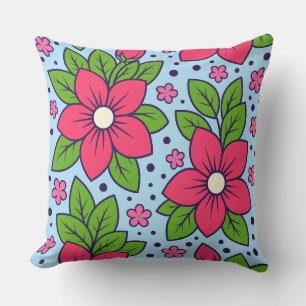 Coussin Fleurs roses avec des pétales audacieux et des feu
