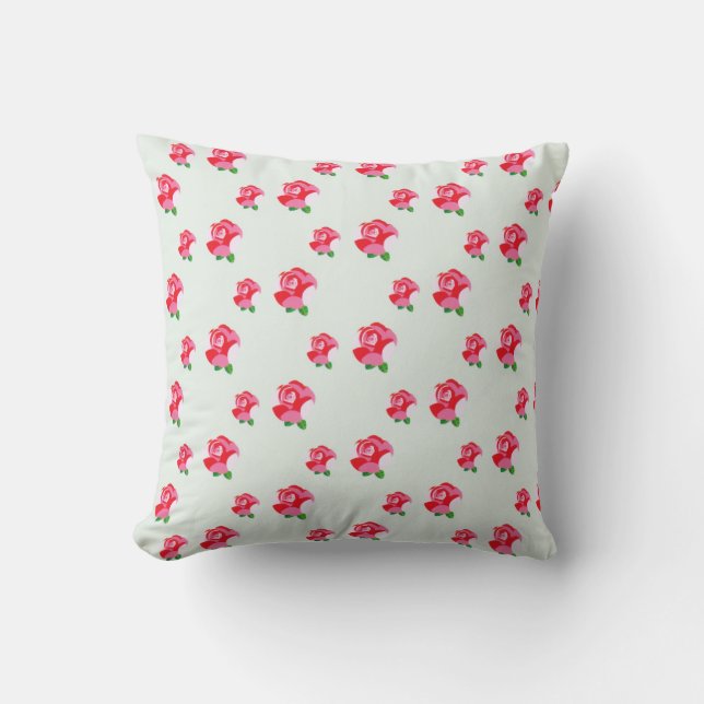 Coussin Fleurs roses Botanique Aqua Rose (Recto)