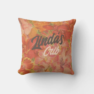 Coussin fleurs roses costumisables