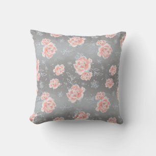 Coussin Fleurs roses douces et flocons de neige