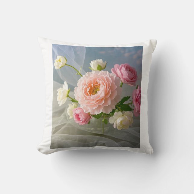 Coussin Fleurs roses élégantes et élégantes, épicées (Recto)