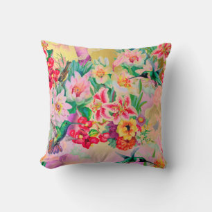Coussin Fleurs roses en bon état tropicales de