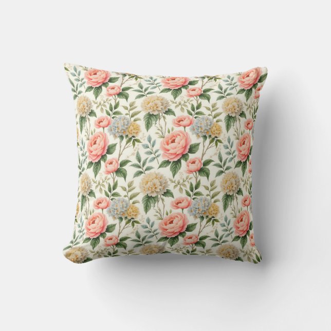 Coussin Fleurs roses et blanches fabuleuses (Recto)