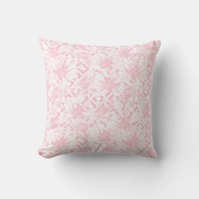 Coussin Fleurs roses et blanches Floral Shabby Chic (Recto)