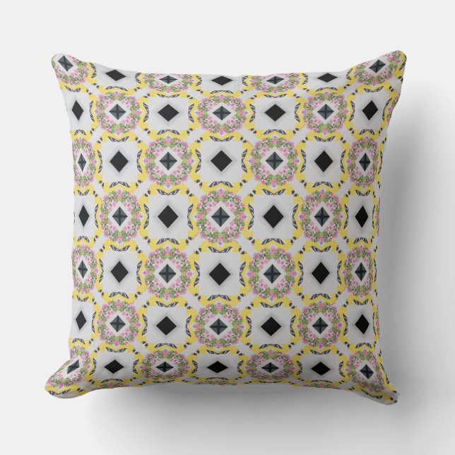 Coussin Fleurs roses et Garland Rose (Recto)