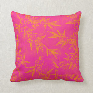 Coussin Fleurs roses et oranges d'agrume
